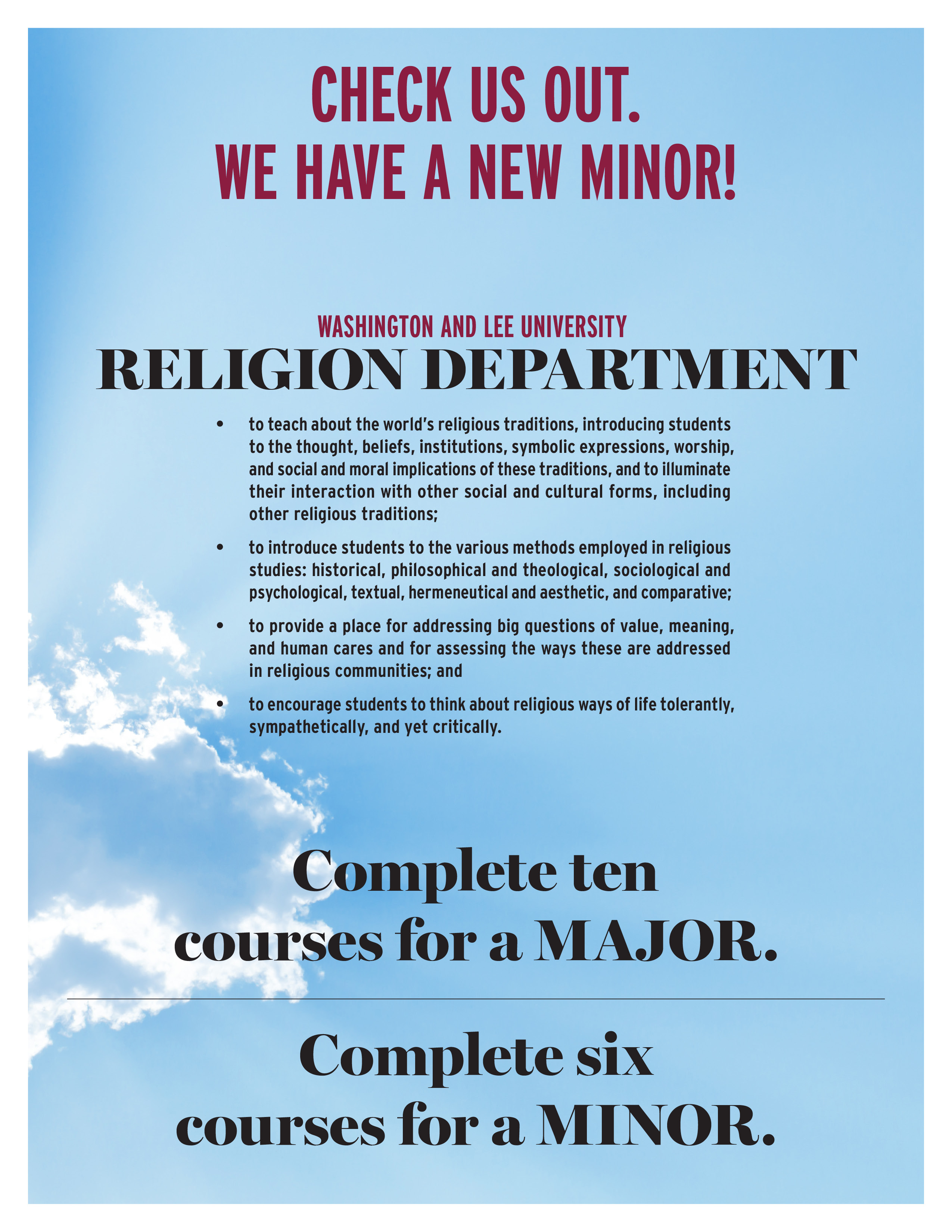 religion minor flyer - described in page content